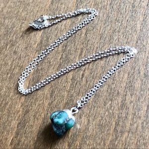 NWT:Raw Emerald Gemstone Silver Necklace 18" chain